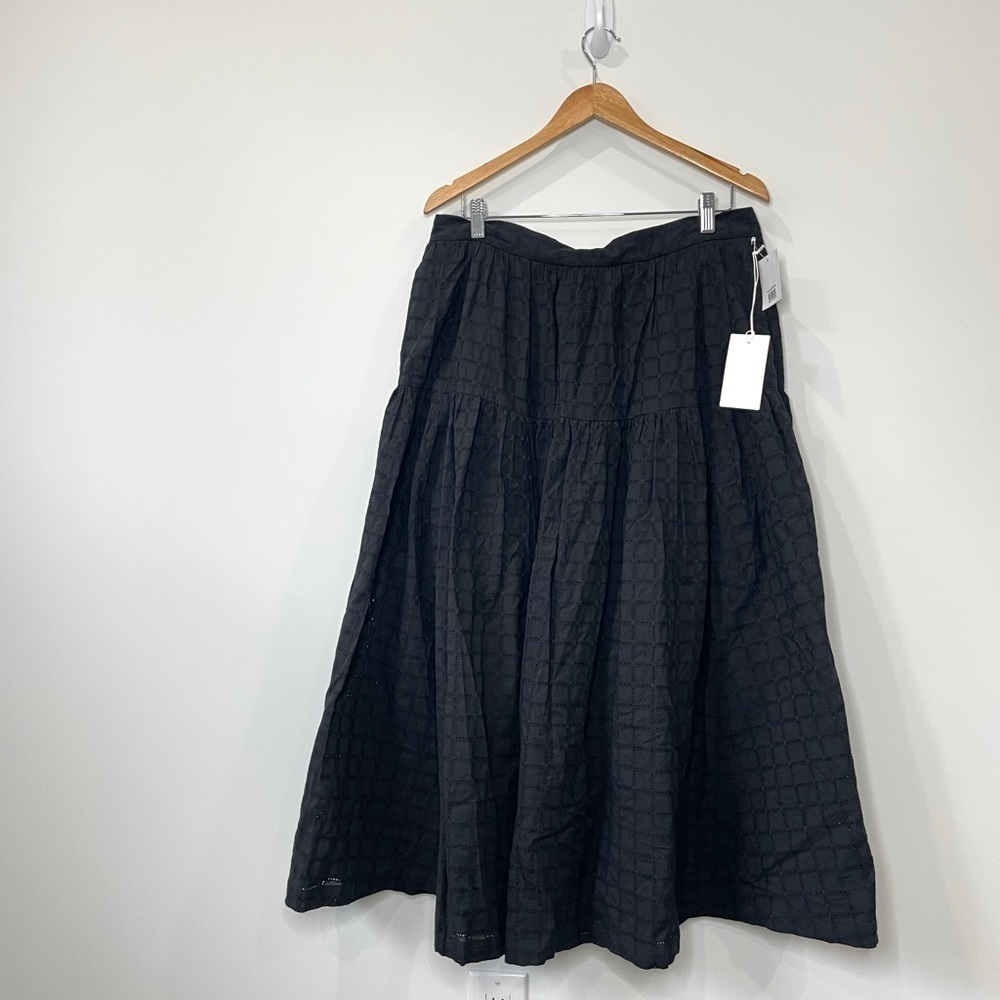 Nordstrom Black Flare Lace Midi Skirt